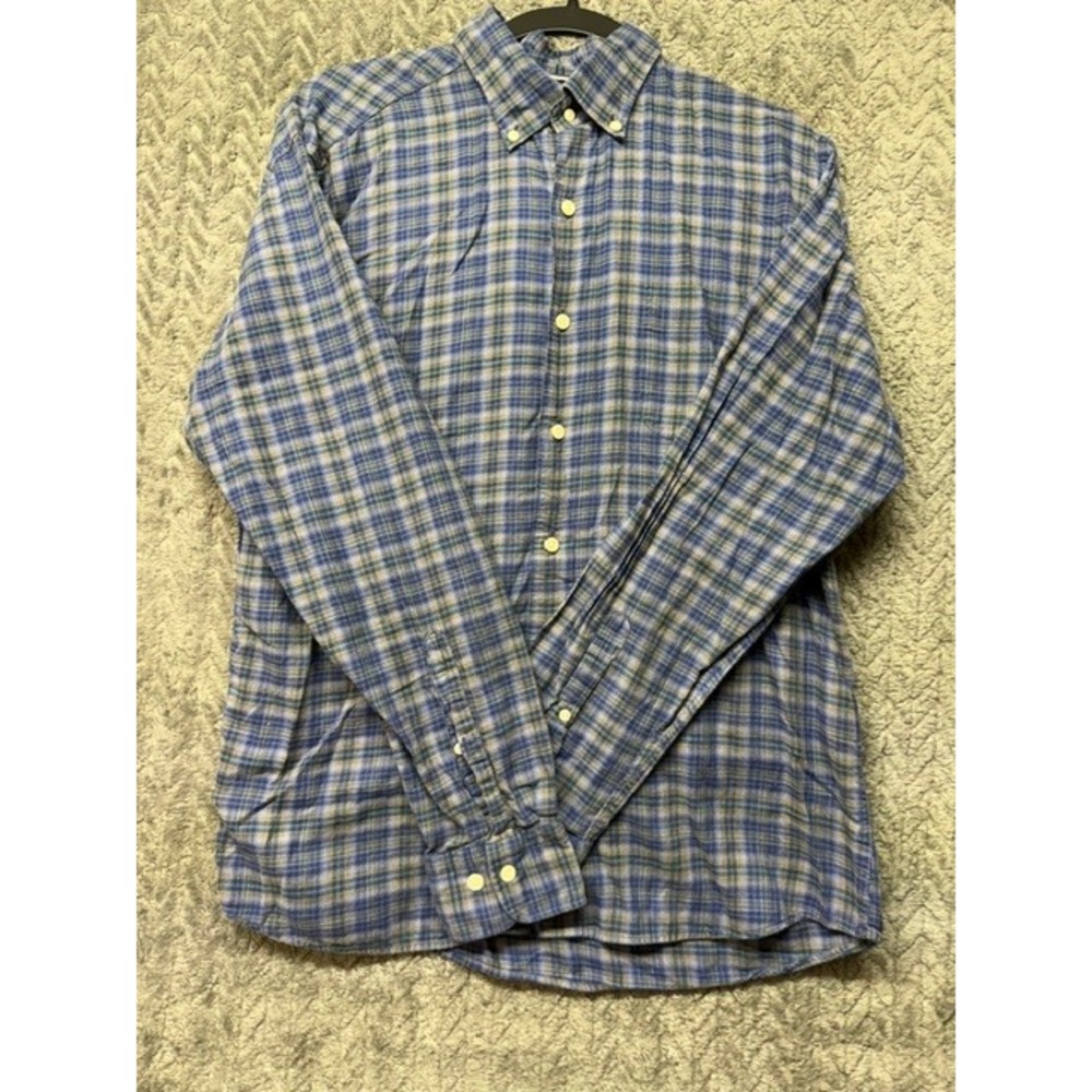 Peter Millar Mens Plaid Cotton Button Down Shirt Size Medium Long Sleeve 0747